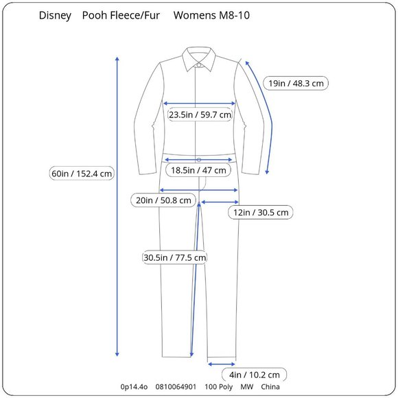 Disney Winnie the Pooh Pajamas Womens M 8 10 Unionsuit Costume Soft Fleece - Picture 10 of 10